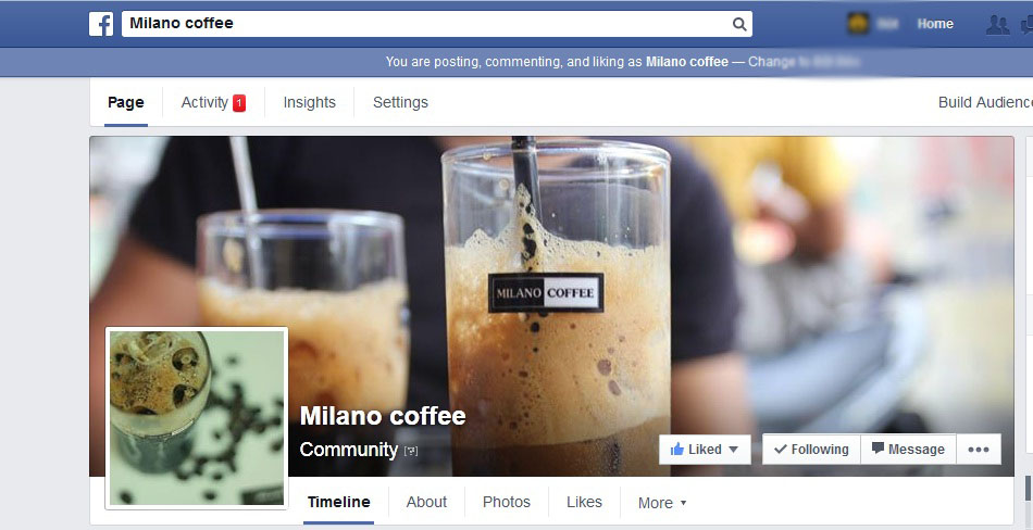Fanpage Facebook chính thức của Milano Coffee